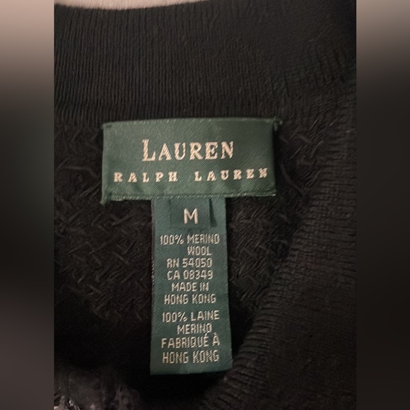 RALPH LAUREN 90s vintage polo sweater w/ black sequins and wool knit base M - Picture 13 of 16